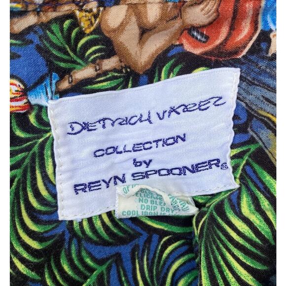 Reyn Spooner Dietrich Varez Hawaiian Shirt Jammin Musicians Tiki Rayon Men's Med - Picture 8 of 9